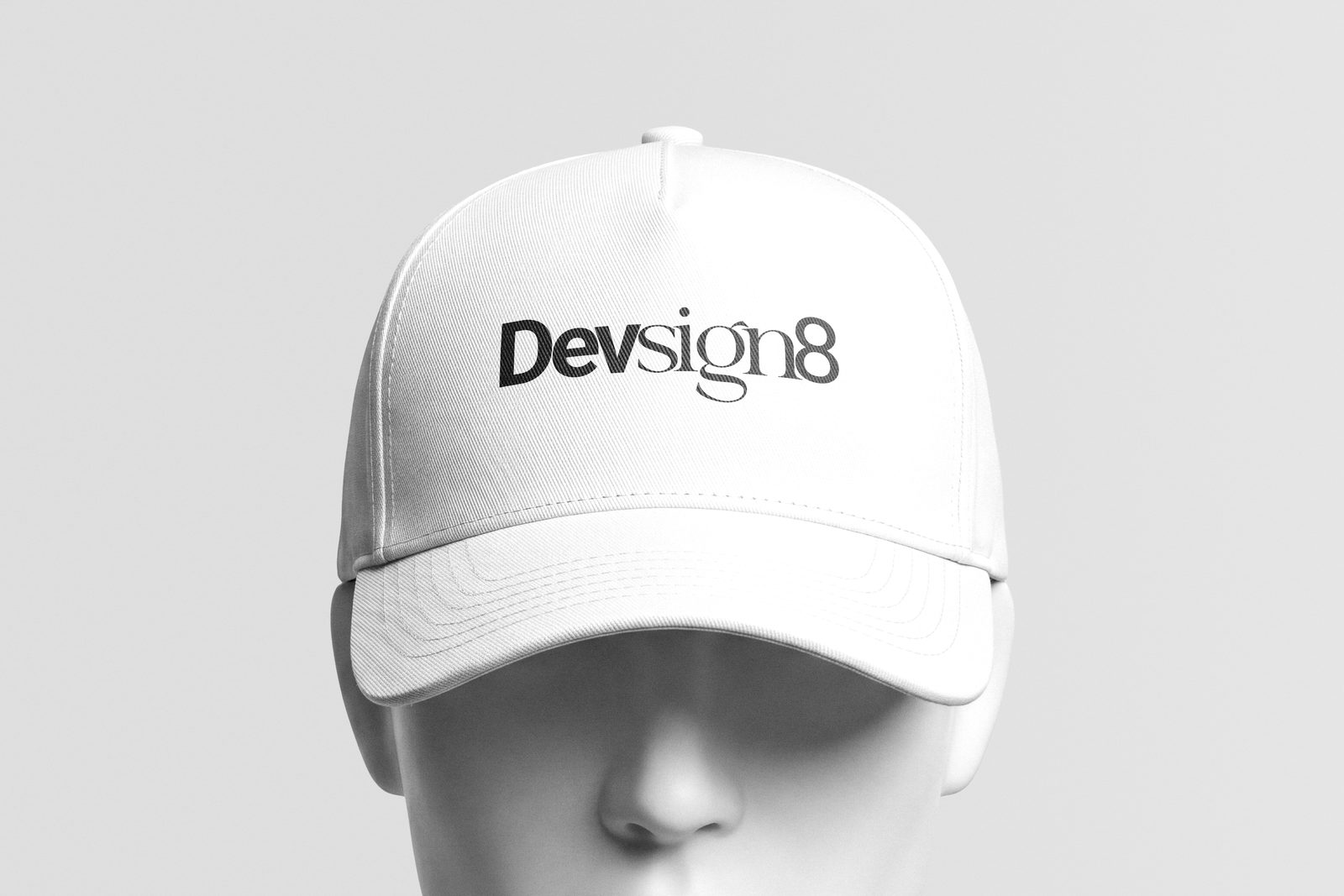 White cap with the Devsign8 wordmark